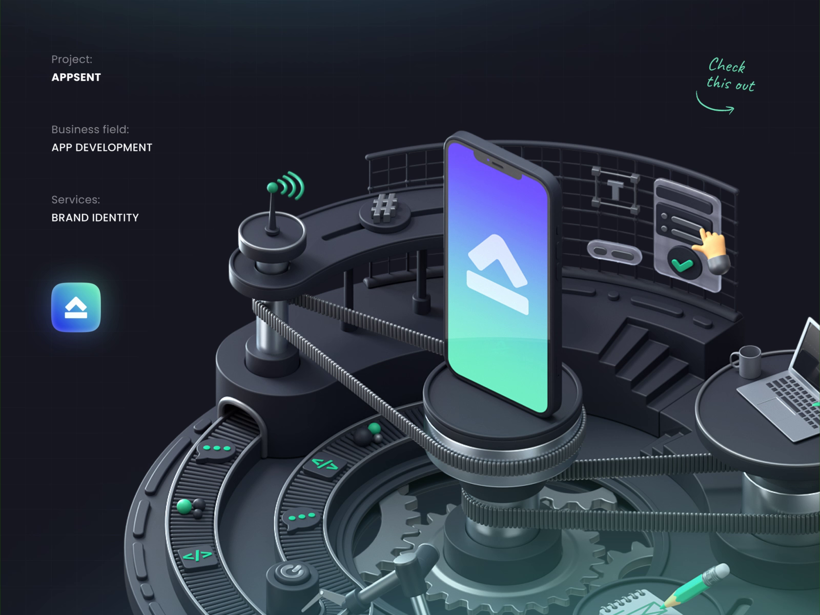 Appsent - Branding for a Mobile App Development Agency Website — screen 4