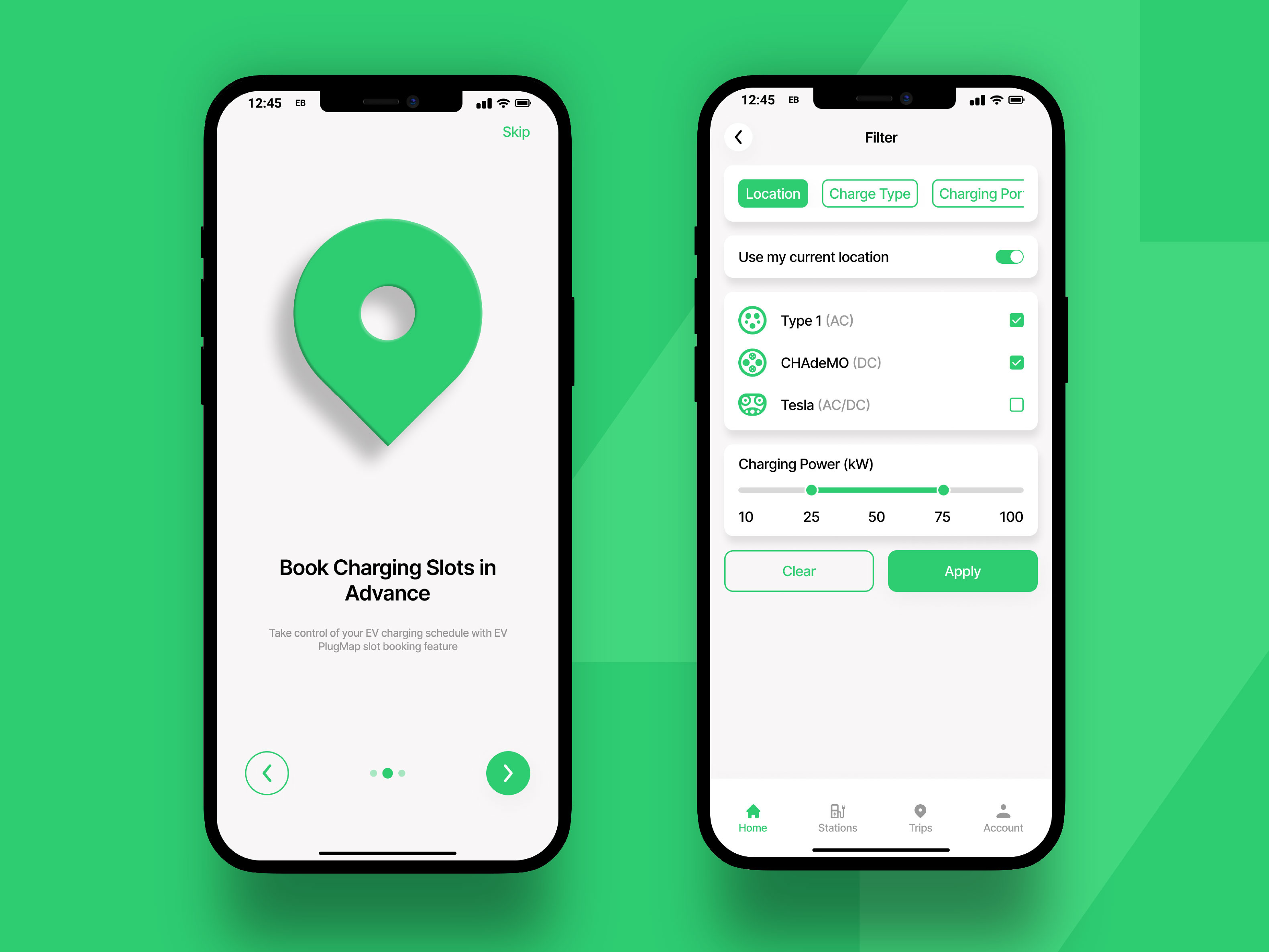EV Spot - Electric Vehicle Charging Station Finder App Design — screen 2