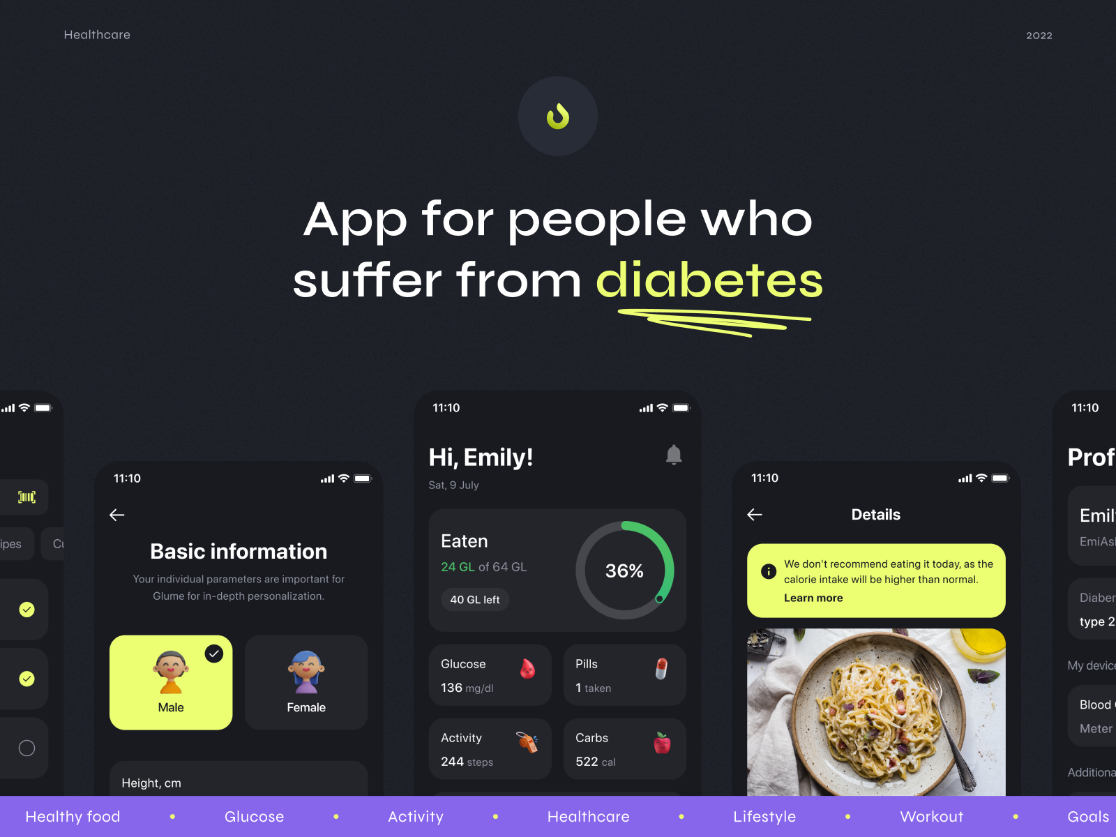 Glume - Healthcare mobile app design for diabetics — screen 9